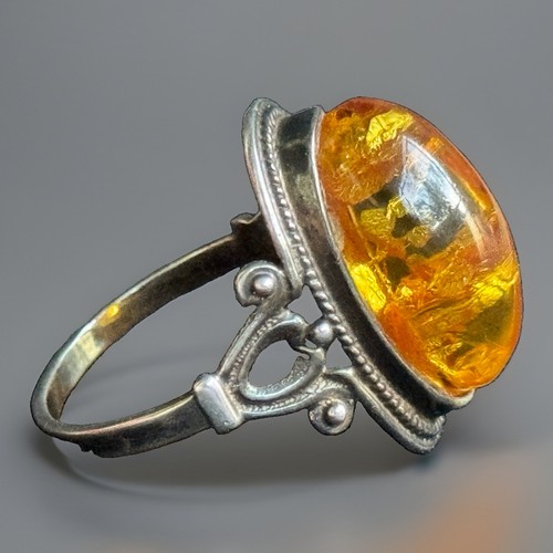 Vintage bernstein ring silber - bernstein,