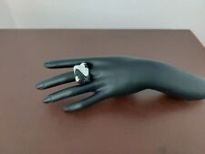 Jenny Elvers Herz-Ring m. schwarzen u. klaren Swarovski-Kristallen Gr. 18 , neu!