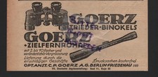 BERLIN, Werbung 1925, C. P. Goerz Optische Anstalt Zielfernrohre Trieder-Binokel