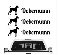 Dobermann Dobi Dobie unkupiert Aufkleber 3er Set Hundeaufkleber Hundemotiv Hund 