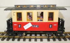 LGB Spur G  Personenwagen Rot-Beige,  Figuren Metallachsen f. Gartenbahn / #2235