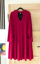 Pont Neuf♥ Long Tunika Winter Kleid 3XL/50 52 Rot*Stoffstruktur*Punkte*A-Linie