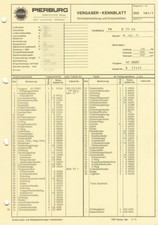 Datenblatt Einstelldaten Solex