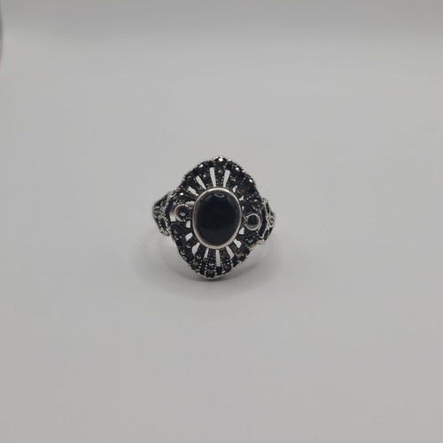 Antiker silberring mit onyx - mit,