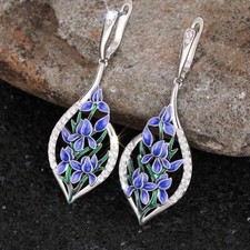 Blaue Blumen-Ohrringe für