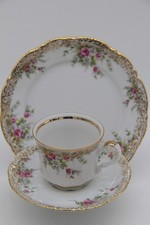3tlg. Sammeltassengedeck Kaffeetasse Mitterteich Blumen Mustergoldrand Rosen
