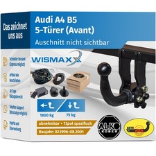 ANHÄNGERKUPPLUNG abnehmbar für Audi A4 Avant B5 96-01 +13pol E-Satz spezifisch