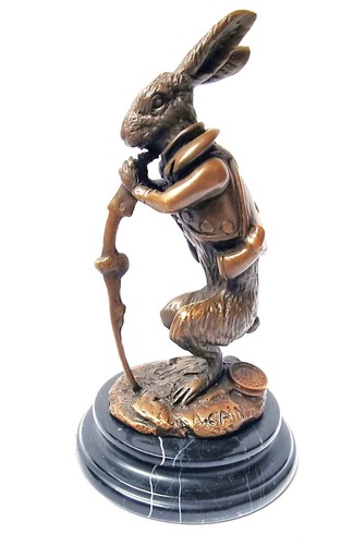 Bronze skulptur hase als - bronze,