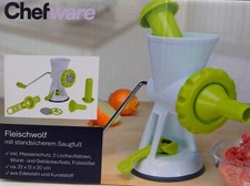 Fleischwolf aus Kunststoff mit Saugfuß inkl. Spritzgebäckaufsatz & Wurstaufsatz