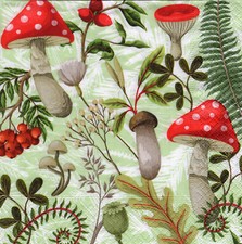 3 Servietten ~ Herbst, Beeren, Kräuter, Pilze, Blätter ~  33x33