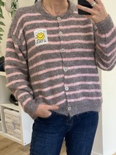 Strickweste Feinstrick Streifen Greige Rosa Patch Smile Onesize (L1) H