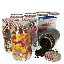 12x Einmachgläser 1062ml Deckel Holz Herz Rot-Dekor Twist-Off TO 82 + Rezeptheft