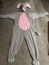 KINDER GRAU & ROSA ELEFANTEN KOSTÜM/EINTEILER - ALTER 7-8 JAHRE SUPER ZUSTAND!