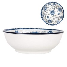 Schale / Schüssel aus Keramik in Weiß-Blau mit Blumenmuster, Clayre & Eef