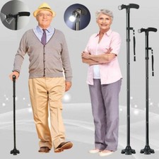 Faltbarer LED Walking Cane Stick für Senioren mit rutschfestem T-Griff und Gurt
