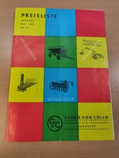 Georg von Cölln Hannover Preisliste Landmaschinen 1961 Prospekt traktor M6