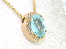 Paraiba Turmalin Anhänger 585 Gelbgold 14Kt Paraiba 2,89ct  20 Brillanten 0,10ct