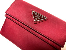 PRADA Geldbörse Portemonnaie Vintage Nylon Rot Leder Wallet Original