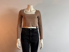 Damen Longsleeve Braun Gr.M Cropped Top Langarm – Sexy Casual Gebraucht