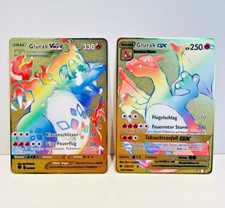Pokemon Glurak VMAX & GX Gold Metallkarten 2er Set – Geschenk für Pokémon-Fans