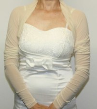 BRAUTSTOLA BOLERO DURCHSICHTIG AUS DEHNBAREM CHIFFON - GERAFFTE ÄRMELN (VB)