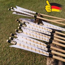 12X Holzpfeile 32" Jagdpfeile Naturfedern Traditionelle Bogen Bogenschießen Jagd