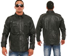 Maßanfertigung echt Herren Leder Hemd weiches Rindsleder Schulterklappen Brustta