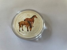Australien, 1 Oz Silber, Lunar II Pferd 2014 color farbig, 1A Zustand 