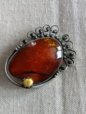 Bernstein Brosche Antik