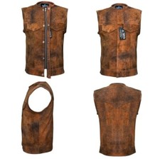 Herren Motorrad Lederweste, Kutte Biker Weste, Chopper Leder Kutte, Gr,XS bis XL