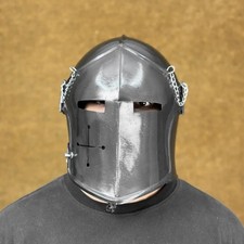 Schwarzer Barbuta Ritter Helm mit Visier 18g Stahl Mittelalter Krieger...