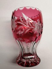 Bleikristallvase mit rotem - mit,