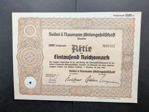 Aktie seidel naumann ag 1000 - aktie,