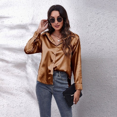Neu frauen langarm - satin, hemd