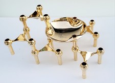 5 Stoff Nagel Kerzenständer BMF vergoldet Kerzenhalter guter Zustand + 1 Schale