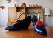 Maripé Damen Schuhe Pumps 90er Wedge 36,5 Blau uk3,5 Velour 90s True Vintage