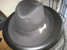 VINTAGE Hut BORSALINO schwarz mit silber SCHLEIFE PIMKIE Baumwoll Universalgröße