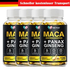 Maca Kapseln 120 - schwarz & gelber Maca - Ginseng, - Vegan Testosteron boost