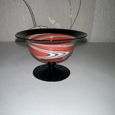 Lauscha Bimini  - Glas Schälchen Streifen rot , schwarz ,weiß