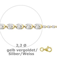925 ECHT SILBER VERGOLDET *** Oval Kugel Kette bicolor 42-45-50-80 cm