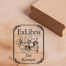 Ex Libris Stempel Jasmin mit Name - Vintage Rahmen - Exlibris Motivstempel 38 x 