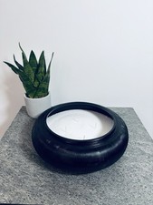 Glasschale Schwarz mit Ornamenten 30cm Inkl. Kerzensand und 8x Docht wie guaxs