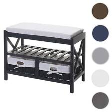 Schuhregal Sitzbank 45x65x34cm, Shabby-Look/ weiß lackiert