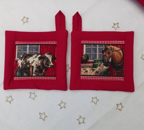 Topflappen kuh und pferd - topflappen,,