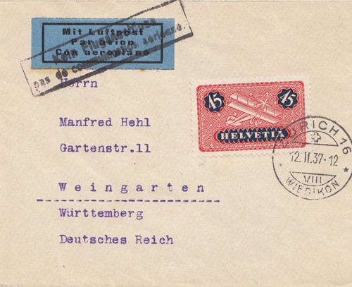 Schweiz 1937 flugpost - 1937:,
