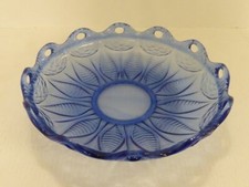 schöne alte große Schale Glas Glasschale blau Obstschale Sachsenglas DDR neu