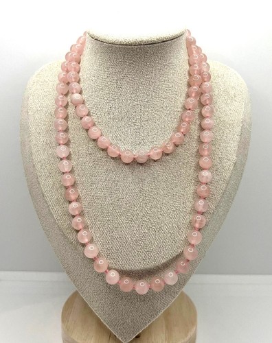 Vintage rosenquarz kette - rosenquarz, 80cm