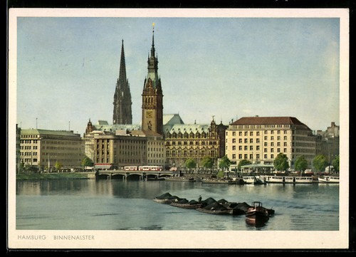 Hamburg binnenalster mit - ak,