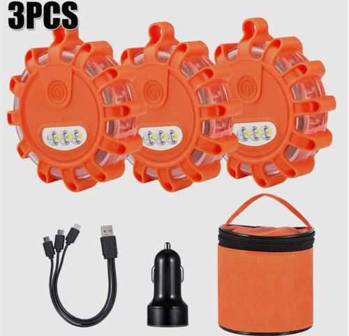Led warnleuchte auto - 3x, magnet