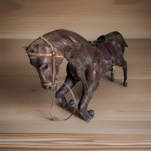 Vintage lederpferd kniend deko - lederpferd,